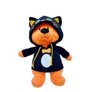 Kellytoy Orange Bear in Black Cat Costume Plush Stuffed Animal Halloween 13"